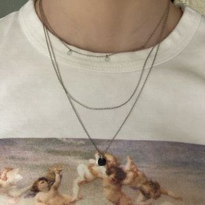 LA hearts silver layer necklace